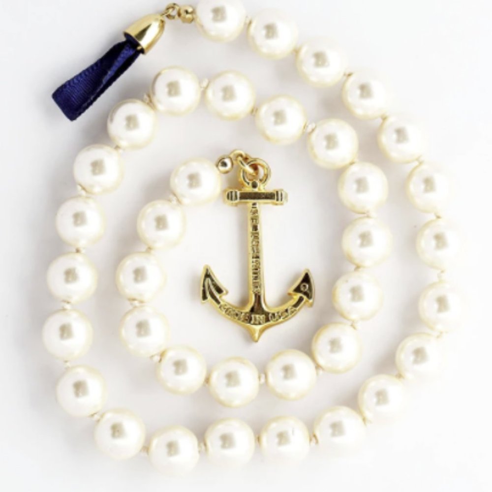 KJP Pearl Wrap Bracelet | Navy Blue Ribbon Clasp - Picture 1 of 2